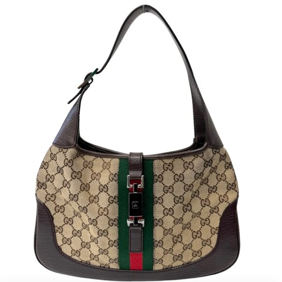 Gucci Monogram Jackie-O Dark Brown Hobo Shoulder Bag - Picture 1 of 10